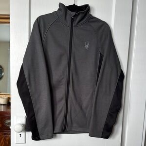 Spyder Gray and Black Performance Jacket Full-Zip Fleece